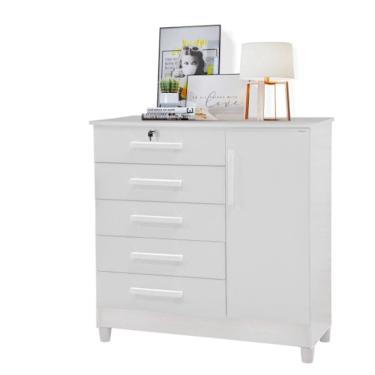 Imagem de Comoda VITÓRIA 1 Porta 5 Gavetas BRANCA