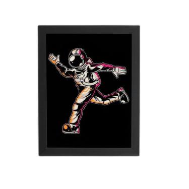 Imagem de Astronauta Dançando Desenho Quadro Moldura Preta 60X40Cm