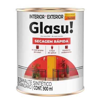 Imagem de Tinta Esmalte Sintetico Glasu Suvinil Secagem Rápida 900ml Branco Gelo