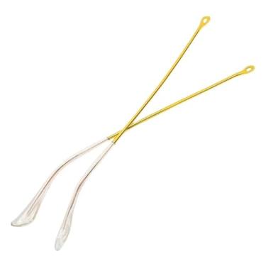 Imagem de 02 Haste Armação Óculos Aviador Solar Grau Reposição Conserto Ponteira (Dourada C/Ponteira Transparente)