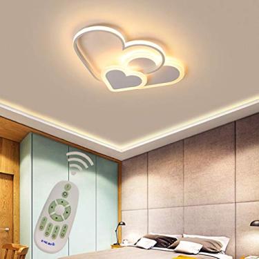 Imagem de Luminária de teto LED embutida para quarto de menina e menino, regulável com controle remoto, design moderno e romântico em formato de coração, iluminação de teto em acrílico para sala de es
