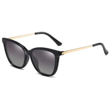 Imagem de Armação de Óculos Feminino Sem Grau com Lente Clip-On de Sol Polarizado