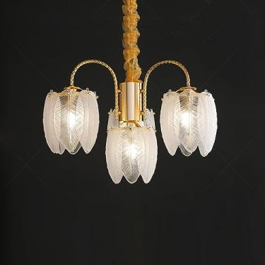 Imagem de Lustres de vidro modernos de 4 luzes para sala de jantar Sputnik luz de teto nórdica fosco pena vintage ouro pendurado luz pendente para quarto cozinha ilha sala de estar hall, com lâmpada r