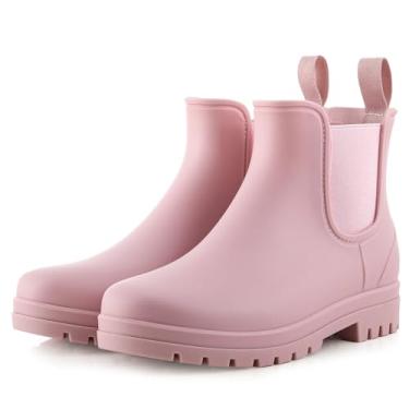Imagem de planone Botas de chuva curtas femininas ortopédicas de largura larga modernas à prova d'água Chelsea para uso ao ar livre, sapatos de jardim, botas de tornozelo para mulheres, antiderrapante, para