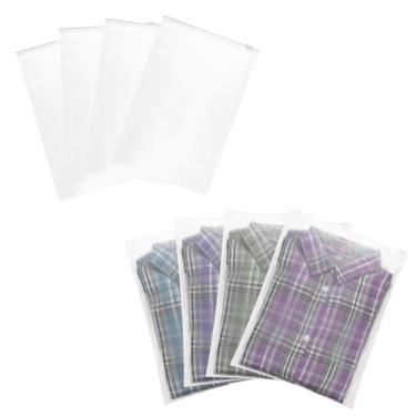 Imagem de PATIKIL Bolsa fosca com zíper 30 x 20 cm, 50 peças de plástico fosco para viagem, bolsa organizadora de roupas de banho para camiseta, embalagem de roupas, armazenamento de viagem, transparente