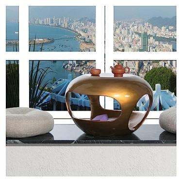 Imagem de Mesa auxiliar pequena para sala de estar, mesa lateral moderna para decoração de casa com prateleira de armazenamento, mesa de centro pequena totalmente montada, mesa de chá, mesa F