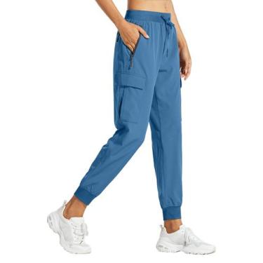 Imagem de Calças de caminhada Libin femininas Cargo Joggers azuis XS