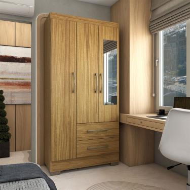 Imagem de Guarda-Roupa Solteiro Florença 3 Portas 2 Gavetas com Espelho Marrocos - Panorama Móveis