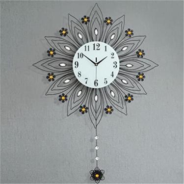 Imagem de Relógio de parede criativo para sala de estar relógio de parede europeu para quarto relógio de pêndulo silencioso (cor: ouro, tamanho: 95 * 64 cm) (preto 95 * 64 cm)