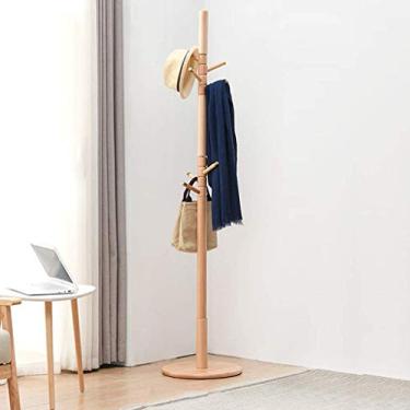 Imagem de Cabide doméstico giratório para piso simples, cabideiro, quarto, moderno, cabide de madeira maciça, 180 x 40 cm, prateleira de parede