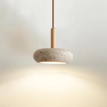 Imagem de YQSLQZZ Mini lustre pequeno travertino amarelo, iluminação decorativa de cabeceira luminária pingente vintage, mesa de jantar acima da pia luzes de teto suspensas, 3000k - luzes quentes