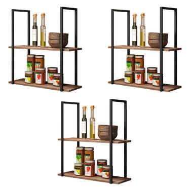 Imagem de Kit 03 Prateleiras Multiuso Industrial Boreal Demolição 60 cm - D'Rossi