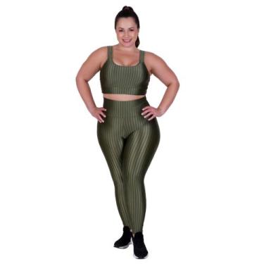 Imagem de Conjunto Fitness Plus Size 3D Cropped Legging Cintura Alta -c15 BÁRBAR