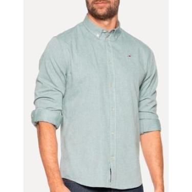 Imagem de Camisa Tommy Jeans Masculina Regular Entry Oxford Verde Escuro Mescla-Masculino