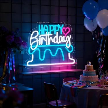 Imagem de Neonawall Happy Birthday Neon Sign for Wall Decor Light Up Letters Led Sign Birthday Party Gifts Led Decorative Night Signs Room Decorations Supplies Bday Party Signs for Bar Coffee Home Bedroom Dorm