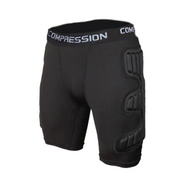 Imagem de KiBcsLic Shorts de proteção para goleiro de futebol, cintura flexível, espuma respirável, proteção contra impactos para esqui, skate, Preto, L