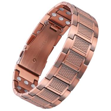 Imagem de Feraco Pulseira de cobre masculina de força 3X, pulseira magnética de terapia, joia de cobre com poderosos ímãs de 3800 gauss, 9.1 inches (23 cm), Metal