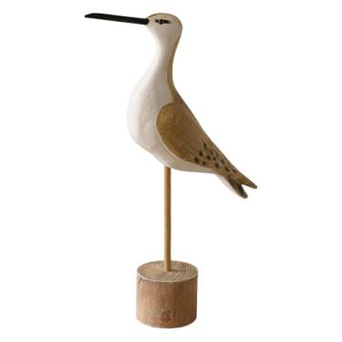 Imagem de KiBcsLic Estatueta de pássaro marinho, enfeite de mesa, arte artesanal com base, escultura de gaivota mediterrânea, peça central de mesa para de, Amarelo Branco