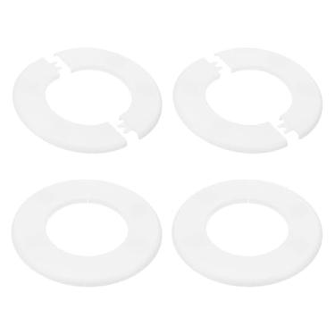 Imagem de PATIKIL Flange de parede 140 mm / 5,5" OD, 4 peças de cobertura de placa de escudo redondo PPR placas de cobertura de encanamento com fita autoadesiva para torneira de tubo de água de 78 mm / 3,1" de