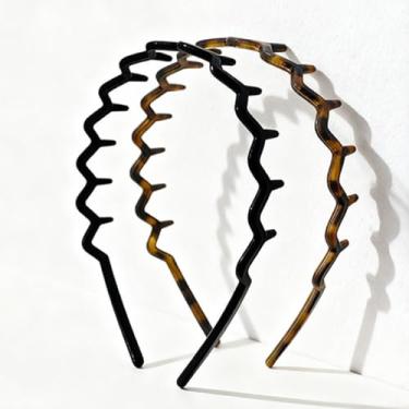 Imagem de Bestac Faixas de cabelo com dentes em ziguezague antiderrapantes penteados nas costas, acessórios de plástico chiques - 2 peças (preto e tort, 12,7 cm)