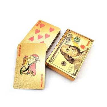 Imagem de Premium Baralho Dourado Luxo, 54 Cartas, Impermeável, Anti-Rasgo, para Truco, Poker e Mágica, com Brilho Metálico, Acabamento Premium