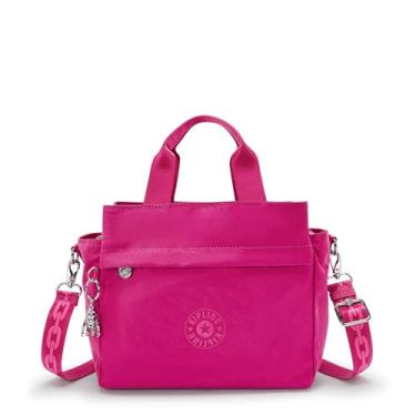 Imagem de Kipling Cool Elysia Bolsa de ombro média de cetim, Fúcsia Night M, 12.25''L x 8.75''H x 5.25''D