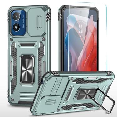 Imagem de SunStory Capa de celular para Motorola Moto G Play 2024 com protetor de tela HD, capa de câmera deslizante e suporte, Moto G Play 4G 2024 [grau militar] capa de telefone para Moto G Play 2024 (Z_Green