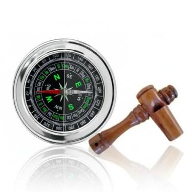 Imagem de Apito Inhambu Açu Modelo 01 + Bússola Profissional 7,5 Portátil Camping Caça Trilha