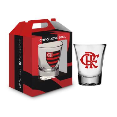 Imagem de Copo Dose Individual BrasFoot Vidro Licenciado Flamengo Autentico Rumbro-Negro 60ml Incolor