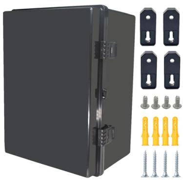 Imagem de Otdorpatio Caixa de junção, capa preta articulada IP67 à prova d'água ABS caixa de projeto com placa de montagem caixa elétrica com suporte de parede 15,7 x 11,8 x 7,9 polegadas (400 x 300 x 200 mm)