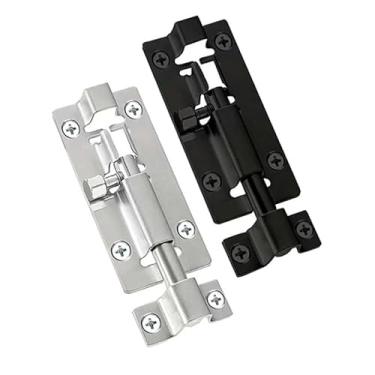 Imagem de 1 pacote com trava de parafuso de barril de aço inoxidável resistente, trava deslizante de porta engrossada de 7,62 cm, acabamento escovado, fácil instalação, preto