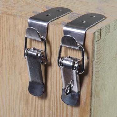 Imagem de 1 pç Fecho de fivela de bico de pato de 90 graus prata metal mola ferrolho grampos de trava carregados ferragem de fecho (ferro 105 ganchos)