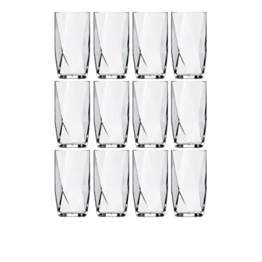 Imagem de Kit Copos de Vidro Vermelho Quadrado Topazio Luxo 360ml - Para Servir Bebidas, Ideal P/Drinks Luxuosos 12 Pçs Compatível C/Nadir - Dona Laura