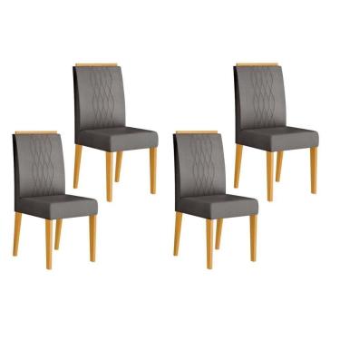 Imagem de Cadeira De Cozinha Lia Kit 4 Un Cedro Suede Lunar