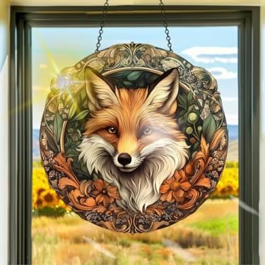 Imagem de Apanhador solar de acrílico colorido, decoração de janela suspensa de raposa, arte de parede de arco-íris, para quarto, varanda, interior e exterior, jardim, enfeites de Natal, decoração 19 x 19 cm