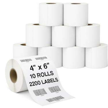 Imagem de Etiquetas de envio térmico direto EpicRise de 10 x 15 cm; etiquetas de código de barras térmicas adesivas fortes, resistentes a arranhões, sem BPA, compatíveis com DYMO, Zebra 2844 ZP-450 ZP-500 ZP