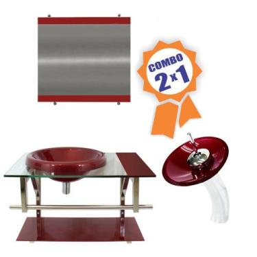 Imagem de Combo 2 em 1 - Gabinete 60cm Lituânia + Torneira Ibiza - EKASA, Vermel