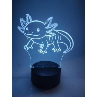 Imagem de Luminária Decoração Axolote 16 cores e controle remoto - Woodback