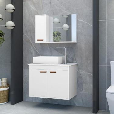 Imagem de Gabinete para Banheiro com Pia e Espelho CJ Clean 60 Branco - Carmin M