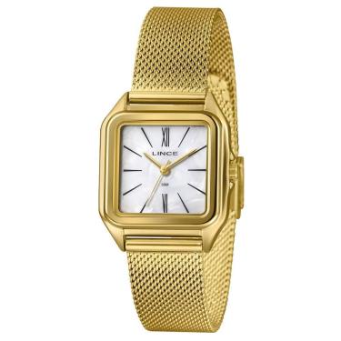 Imagem de Relógio Lince Feminino Ref: Lqgm057l30 B3kx Retangular Mesh Dourado