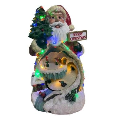 Imagem de Enfeite Natalino Papai Noel Arvore Natal Ski Giratorio Led Musica Som Decoraçao Loja Vitrine Casa Festa Fim Ano Evento