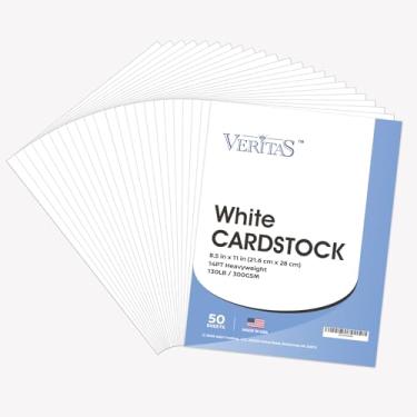 Imagem de Cartolina branca extra pesada Veritas 21,6 x 28 cm, 59 kg/300gsm de espessura, 50 folhas, feito nos EUA, para convites, certificados, cartões comemorativos, capas e projetos de apresentação