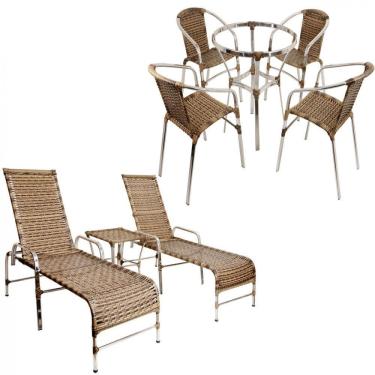 Imagem de Kit Cadeiras E Mesa Com Espreguiçadeiras Capuccino