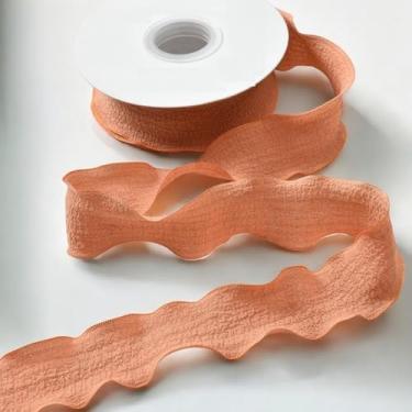 Imagem de 2,5 cm x 10 metros com borda de babados fita de cetim sólido chiffon seda poliéster fitas de cetim para embrulho de presente convites de casamento buquê de flores chá de bebê