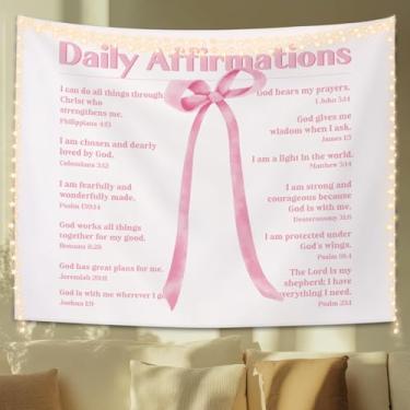 Imagem de STHTTSW Tapeçaria de Dormitório com Arco Coquete Rosa, Estética, Tapeçarias de Afirmações Diárias, Cobertor de Parede, Decoração de Parede Rosa para Meninas Adolescentes, Mulheres, Consultoria Escolar