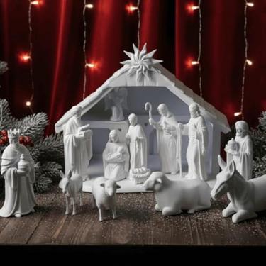 Imagem de Presépio Natalino Completo com Peças da Sagrada Família – Enfeite Decorativo para Decoração de Natal