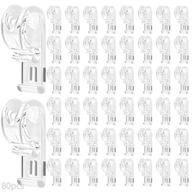 Imagem de LUMINFLY Conjunto de ganchos de cortina transparentes 8 peças, cortinas romanas de persianas, parafusos tubos de expansão de plástico incluídos, fácil instalação, uso ideal para escritório doméstico