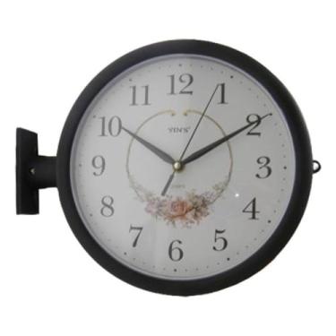 Imagem de RELÓGIO DE PAREDE RETRÔ PRETO DUPLA FACE LUXO ESTAÇÃO DE TREM