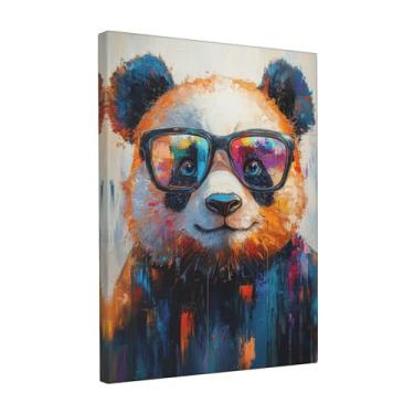 Imagem de Arte de parede em tela de panda grafite colorido Banksy Panda imagens pop art pinturas engraçadas pandas arte moderna animal para banheiro sala de estar quarto escritório decoração de parede