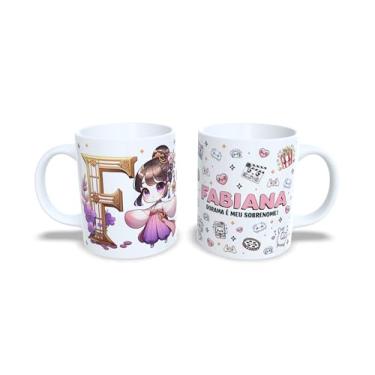 Imagem de Caneca de Cerâmica Personalizada Amanda, Tema Dorama, Branca com Ilustração Kawaii, 325ml (f)